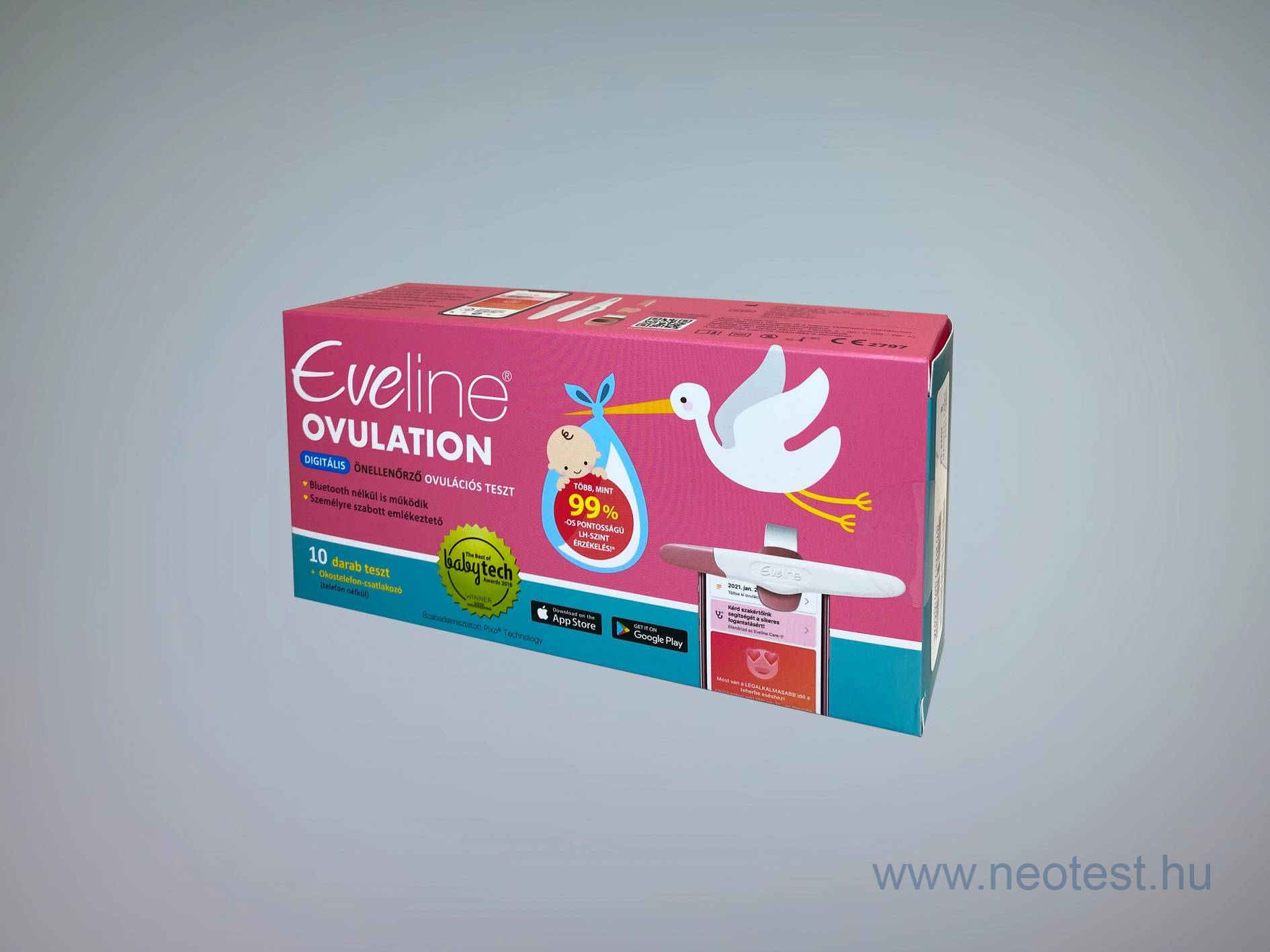 Evelin Okos Ovulációs gyorsteszt önellenőrzéshez mobil applikációval (10X)